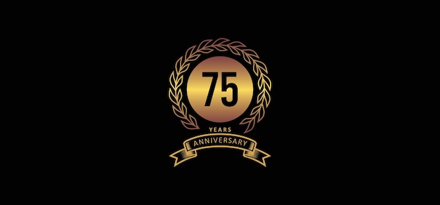 75st anniversary logo with gold and black background