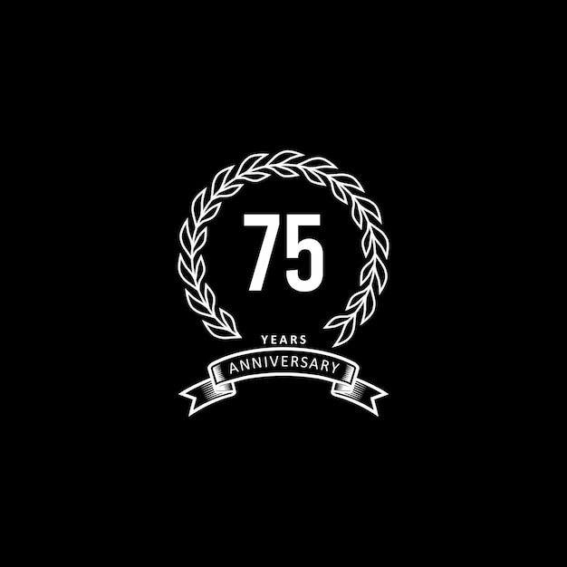 흰색과 검은색 배경의 75주년 기념 로고