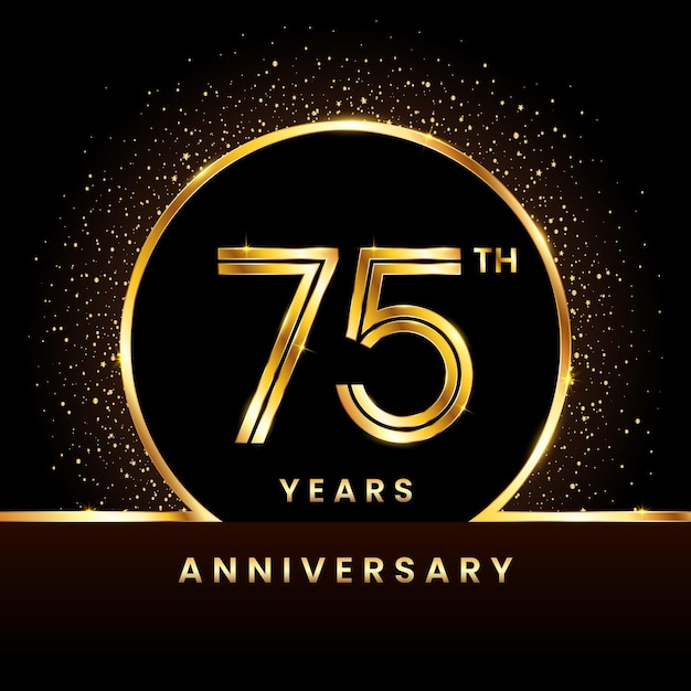 75th anniversary Logo Anniversary logo design with double line concept vector illustration