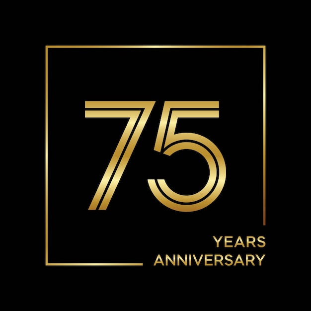 75th Anniversary logo design with double line Logo Vector Template