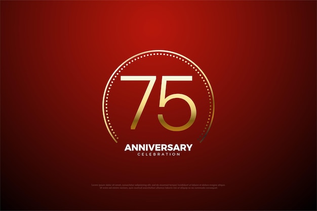 반짝이 아치 일러스트가 있는 75주년 파티.