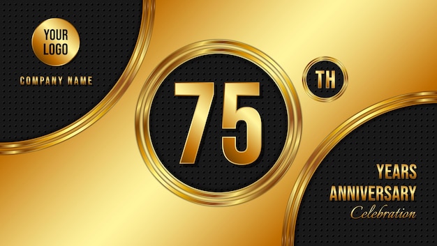 75th Anniversary template design Golden Anniversary Vector Template