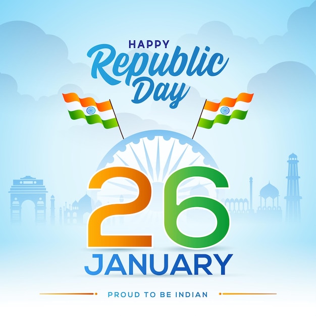 Vector 75th indian republic day celebration background design