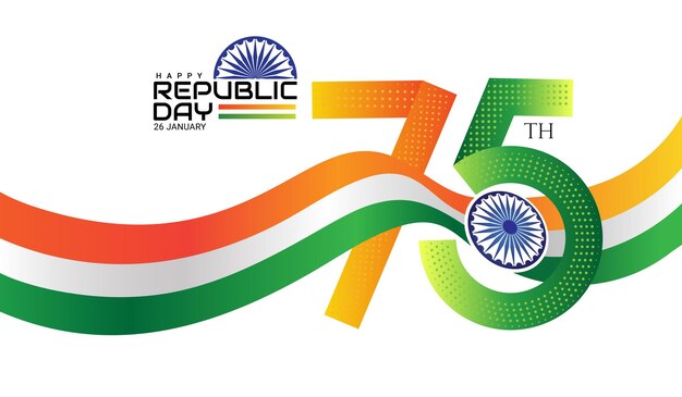 Vector 75th indian republic day greeting design