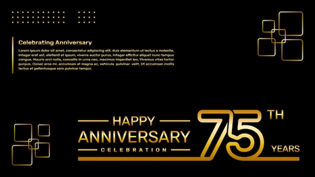 75th year anniversary template design with gold color vector template illustration