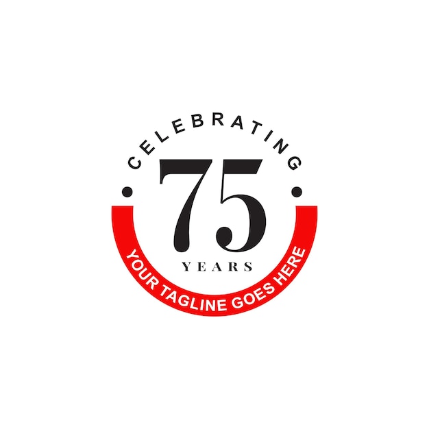 Vector 75th year celebrating anniversary emblem logo design