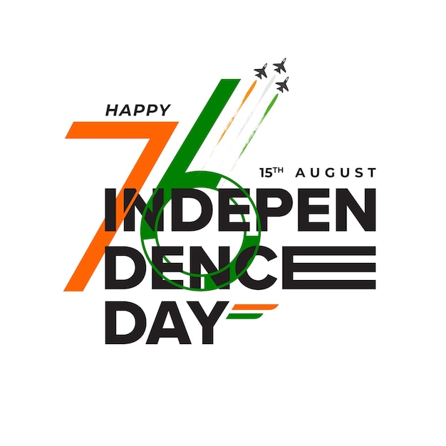 76 jaar van de Indiase Onafhankelijkheidsdag Vectorgroet met letters