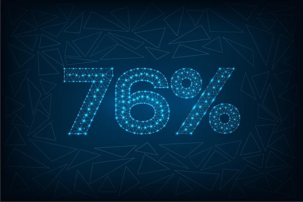 76 percent discount sale futuristic polygonal digital wireframe connected dots on blue background