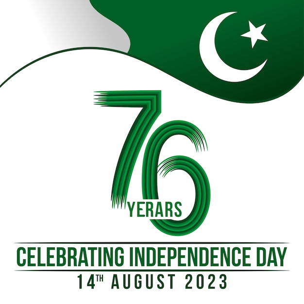 76 year anniversary pakistan independence day 14 august 2023 post design