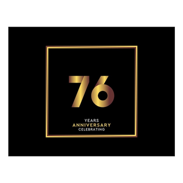 76 Year Anniversary With Gold Color Square