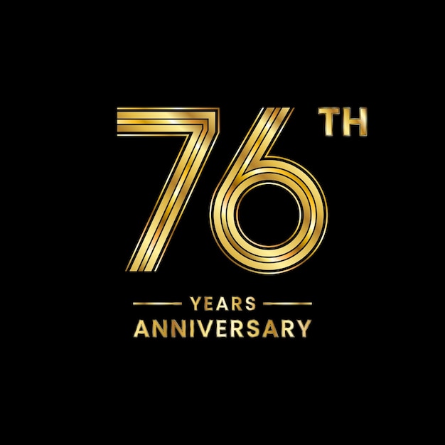 76 years anniversary logo design with golden number for anniversary celebration event Logo Vector