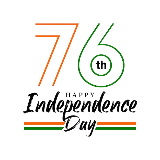 76 years of indian independence day greeting logo design vector