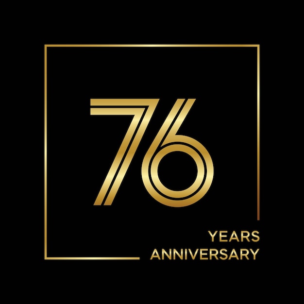 76th Anniversary logo design with double line Logo Vector Template