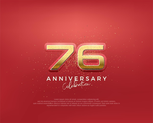 76th anniversary in luxurious gold color glitter vector premium Premium vector for poster banner celebration greeting