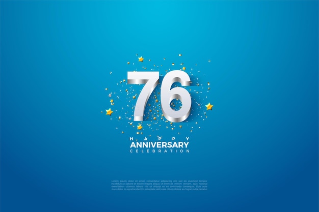 金メッキの数字で76周年