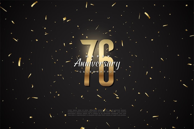 76th anniversary with numbers illustration and gold dotted background