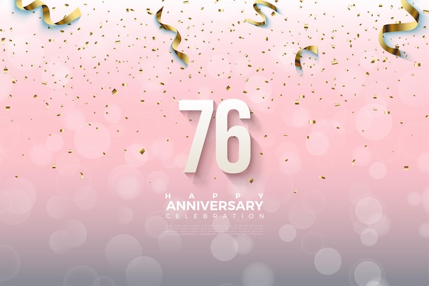 Vector 76th anniversary with shaded numbers and streamers