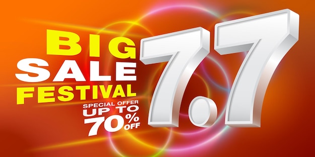 Шаблон оформления фестиваля 77 больших распродаж Реклама для покупок в Интернете в социальных сетях и на веб-сайте