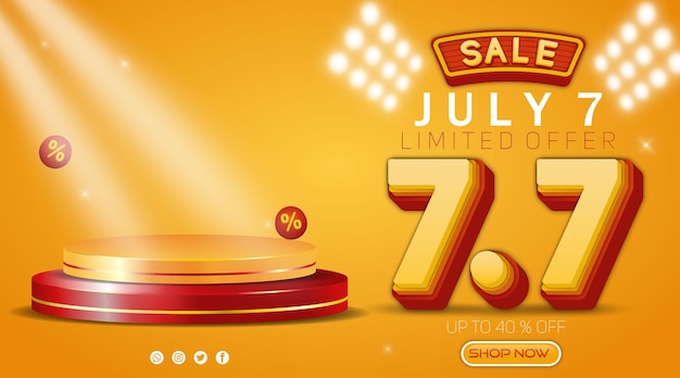 77 July sale banner template on yellow color