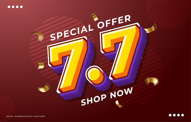 77 sale promotion banner design with text effect editable 3d text style