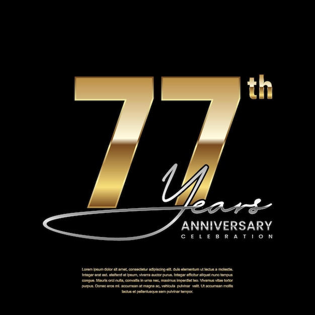 77 year anniversary Luxury logo with golden ring style Logo Vector Template