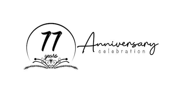 Vector 77 years anniversary celebration design with brush number shape black color for special celebration