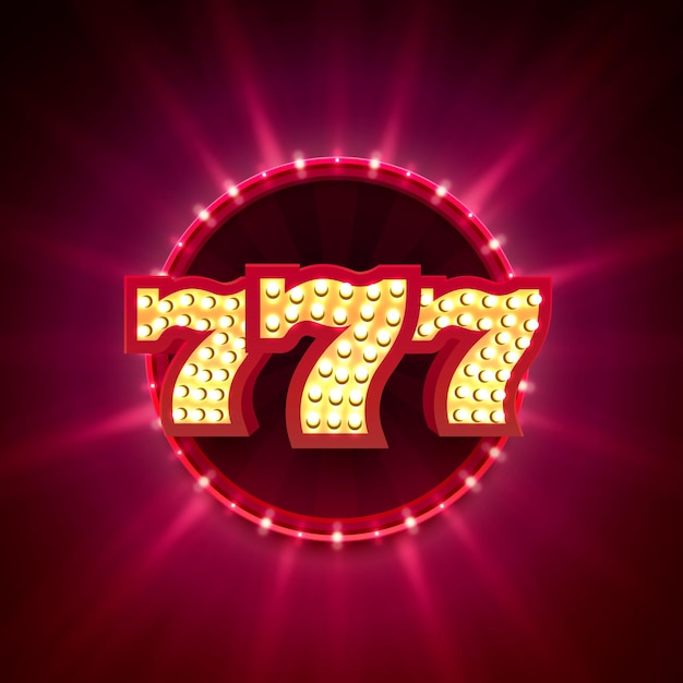 Вектор 777 текст баннера казино на фоне сцены. векторная иллюстрация