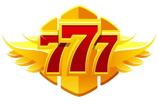 777 slots symbol, jackpot sign, gold gambling emblem for ui games