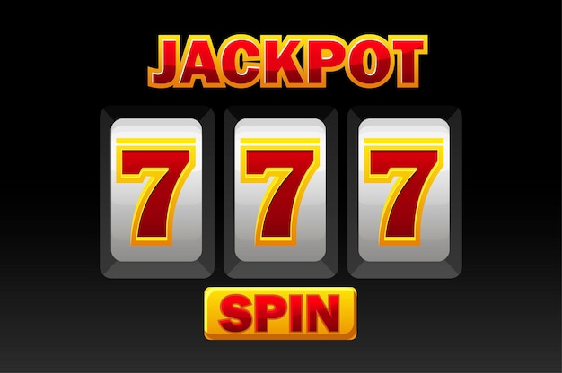 Vector 777 symbol, black slot machine jackpot for ui game,   illustration