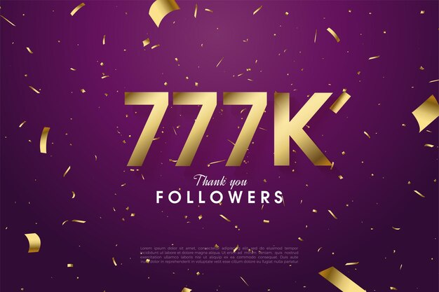 777k followers with golden number and ribbon illustration