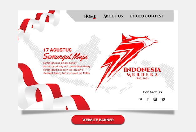 77e Indonesische onafhankelijkheidswebsite bannersjabloonjpg