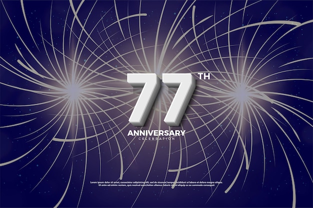 77th anniversary background with 3D numbers and fireworks