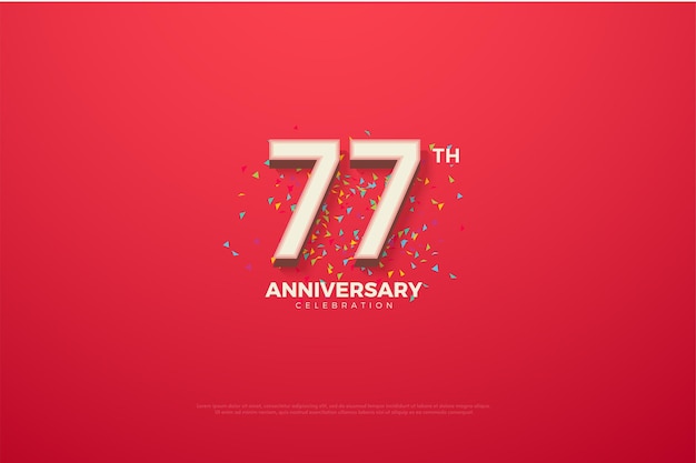 77th anniversary background with colorful numbers and doodles