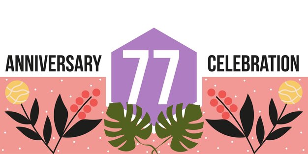 Вектор Логотип празднования 77-й годовщины красочный и зеленый лист абстрактный векторный дизайн на белом фоне