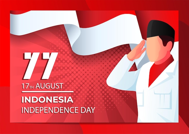 77esimo anno 17 agosto bandiera del giorno dell'indipendenza dell'indonesia