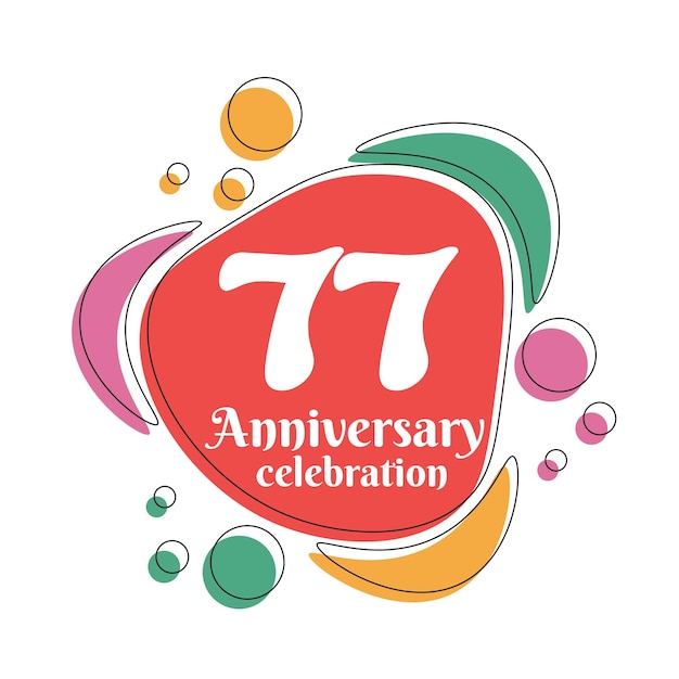 77th years anniversary design template. Abstract vector template illustration.