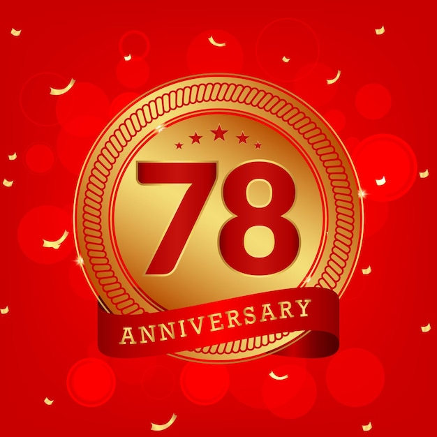 78 years anniversary with golden number and red background