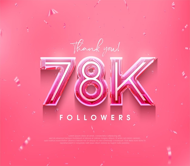 Vector 78k followers design for a thank you in a soft pink color