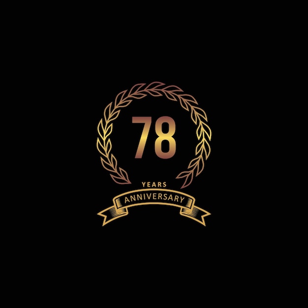 78ste verjaardagslogo met gouden en zwarte achtergrond