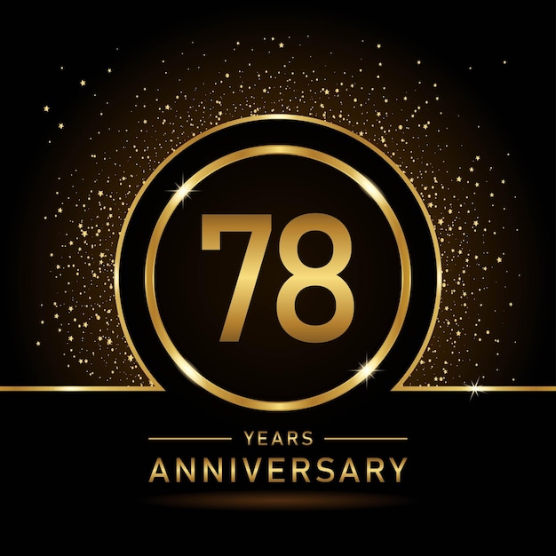 생일 이벤트 벡터 템플릿을 위한 78주년 골드 컬러 템플릿 디자인
