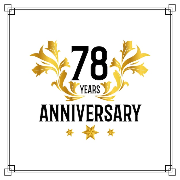 78周年記念のロゴ、豪華な金色と黒色のベクター画像デザインのお祝い。