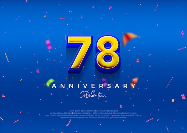 78th anniversary in luxurious blue premium vector background for greeting and celebration