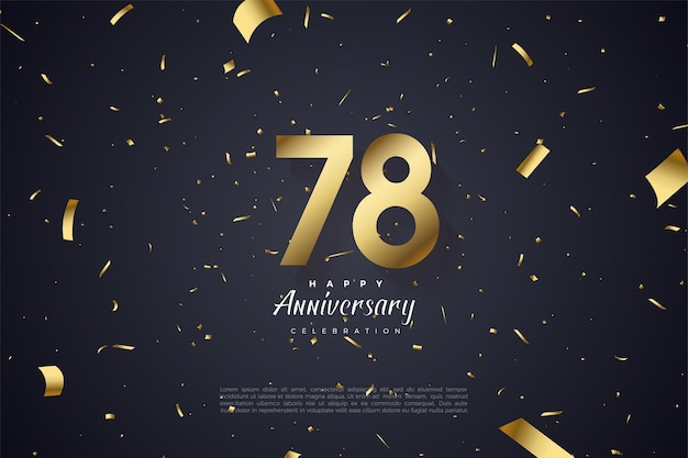 Vector 78th anniversary with golden numbers illustration