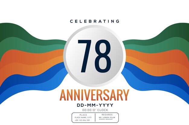 Шаблон логотипа 78-й годовщины изолирован на векторном дизайне белой абстрактной цветной ленты