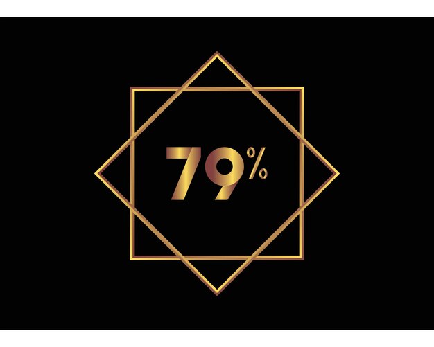 79 percent on black background gold vector image