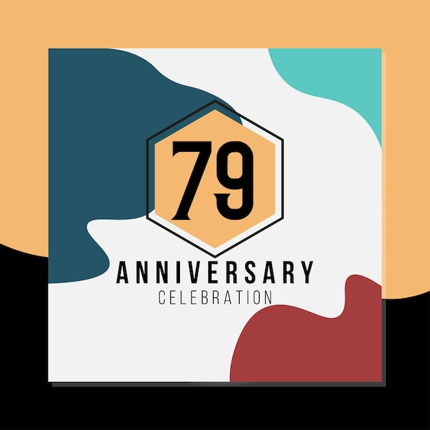 79th anniversary celebration vector colorful design on black and yellow background template