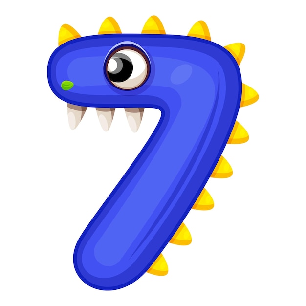 7Funny Monsters Colorful Numbers Cute Fantasy Aliens in the Shape of Numerals Cartoon numbers from 0 to 9 icons are made in the form of human figures with big eyes and face Arabic numerals Vector