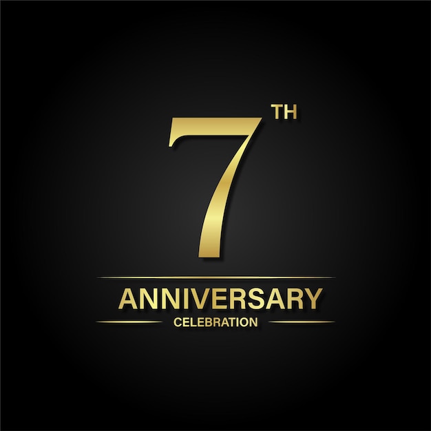 7th anniversary celebration with gold color and black background