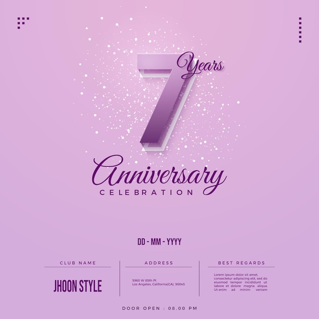 7th anniversary invitation with colored numbers