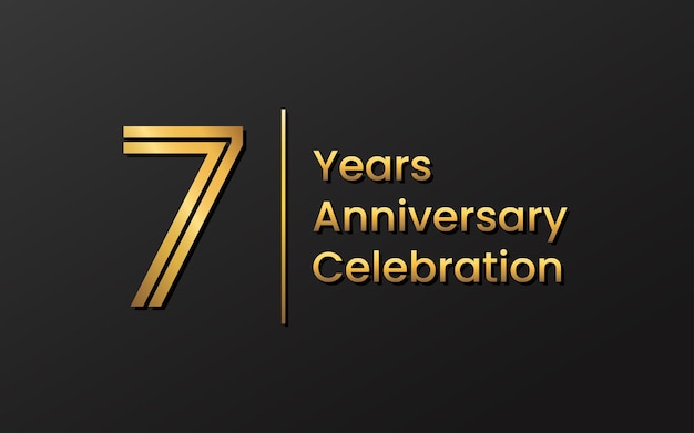 周年記念ベクトル テンプレートのゴールド カラーの 7 周年記念テンプレート デザイン